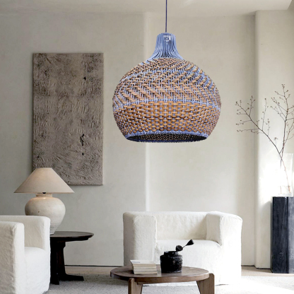 Purple Rattan Dome Pendant Lights-labpiecesign