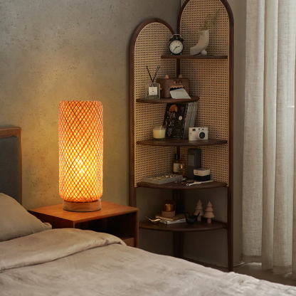 Cylindrical bamboo table lamp for bedroom-labpiecesign