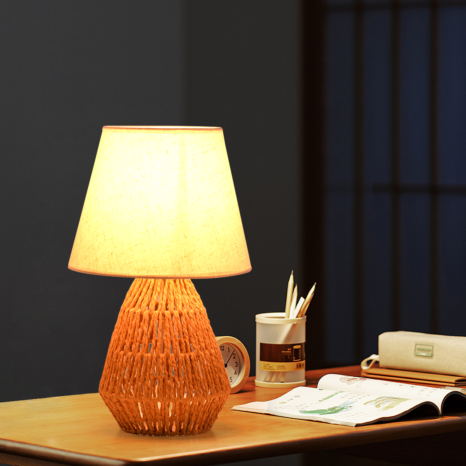 Modern style Hemp rope fabric table lamp