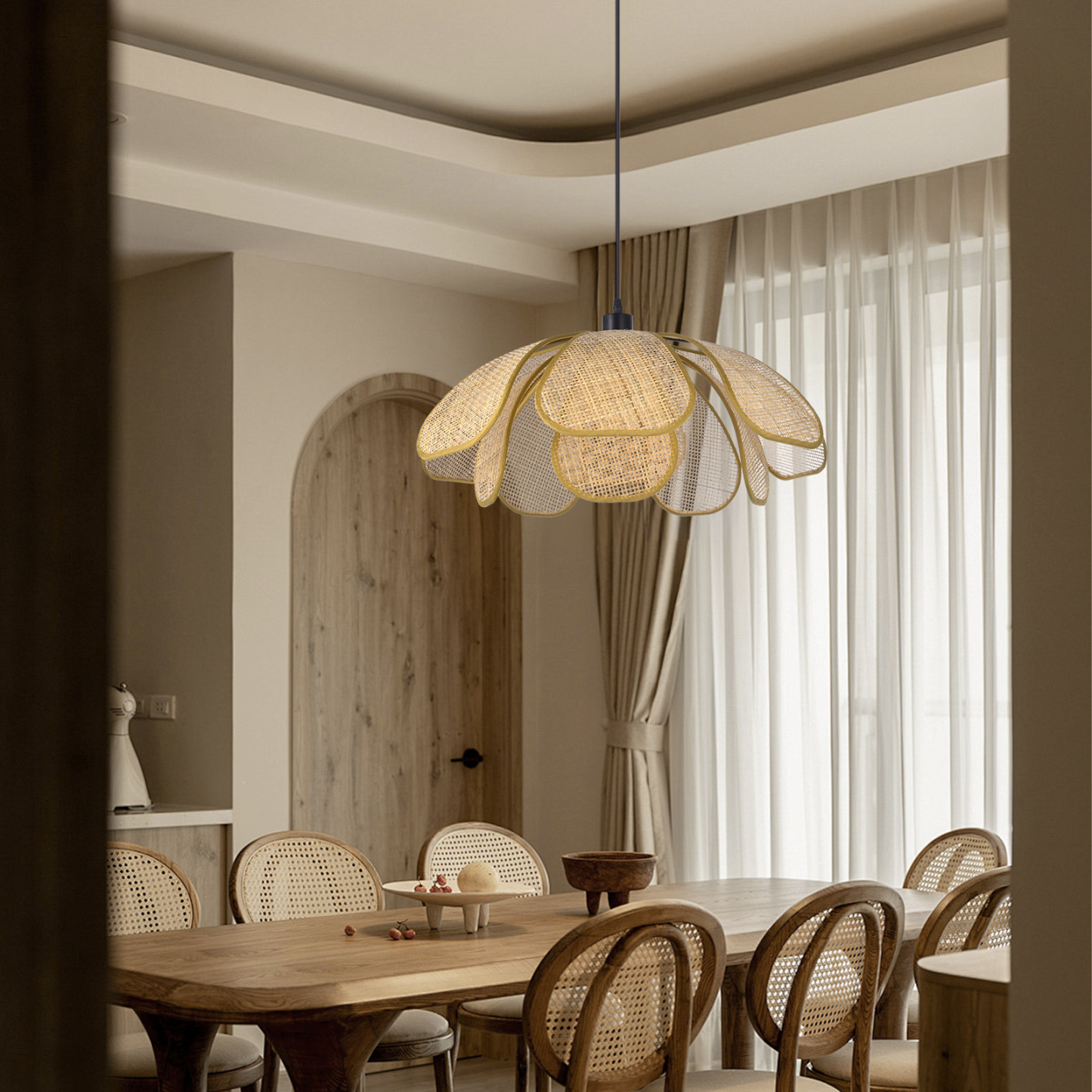 Petal rattan large chandelier-labpiecesign