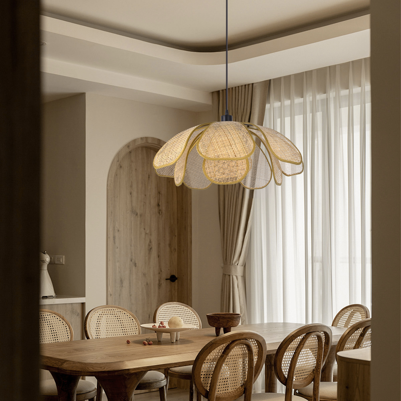 Petal rattan large chandelier-labpiecesign