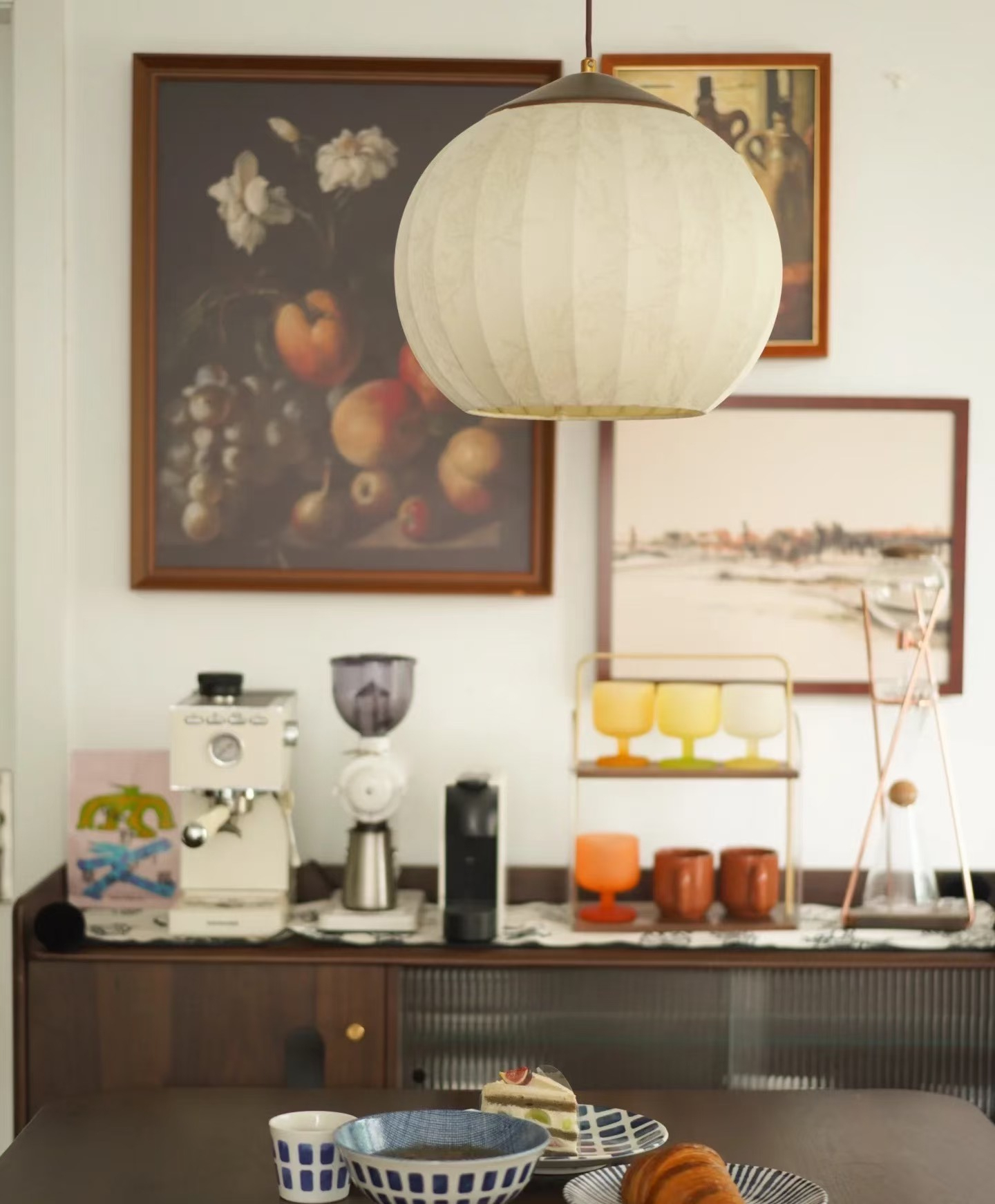 Printed Fabric Lantern Vintage Pendant Lights