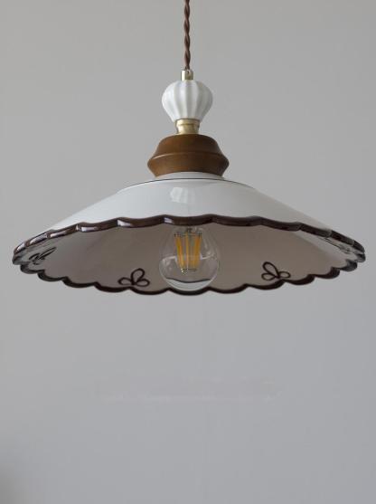 French Vintage Ceramic Pendant Lamp
