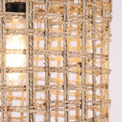 Retro Handmade Rattan Pendant Light for Kitchen Island