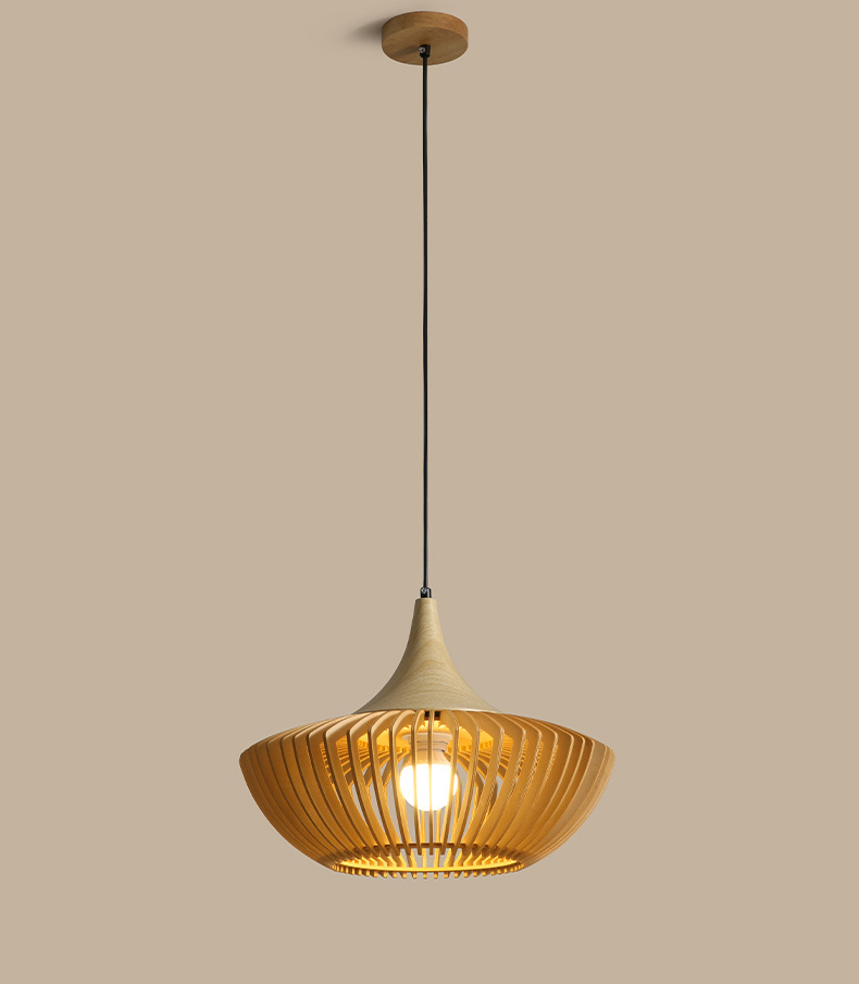 Wabi-sabi Style Wooden Rendant Famp for Dining Room