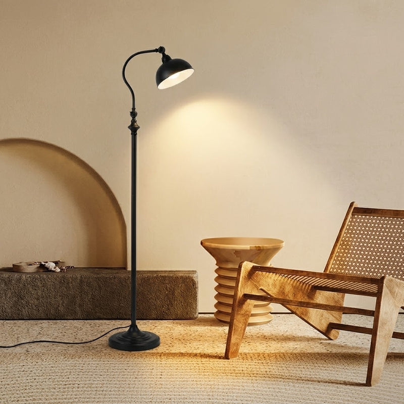 Vintage Adjustable Arc Floor Lamp with Dome Shade for Living Room