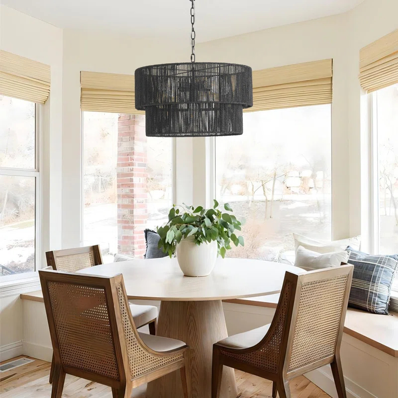 Shiloh Rattan Pendant Light - Bohemian Lampshade, Rattan Light Fixture