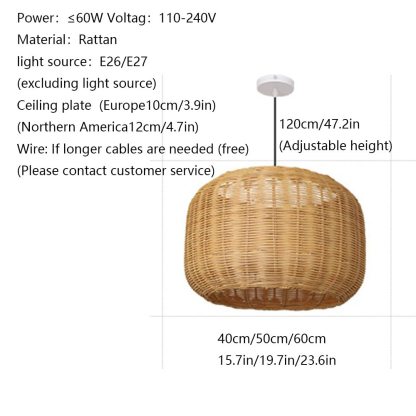 Pastoral style Light Wabi-sabi rattan lamp-labpiecesign