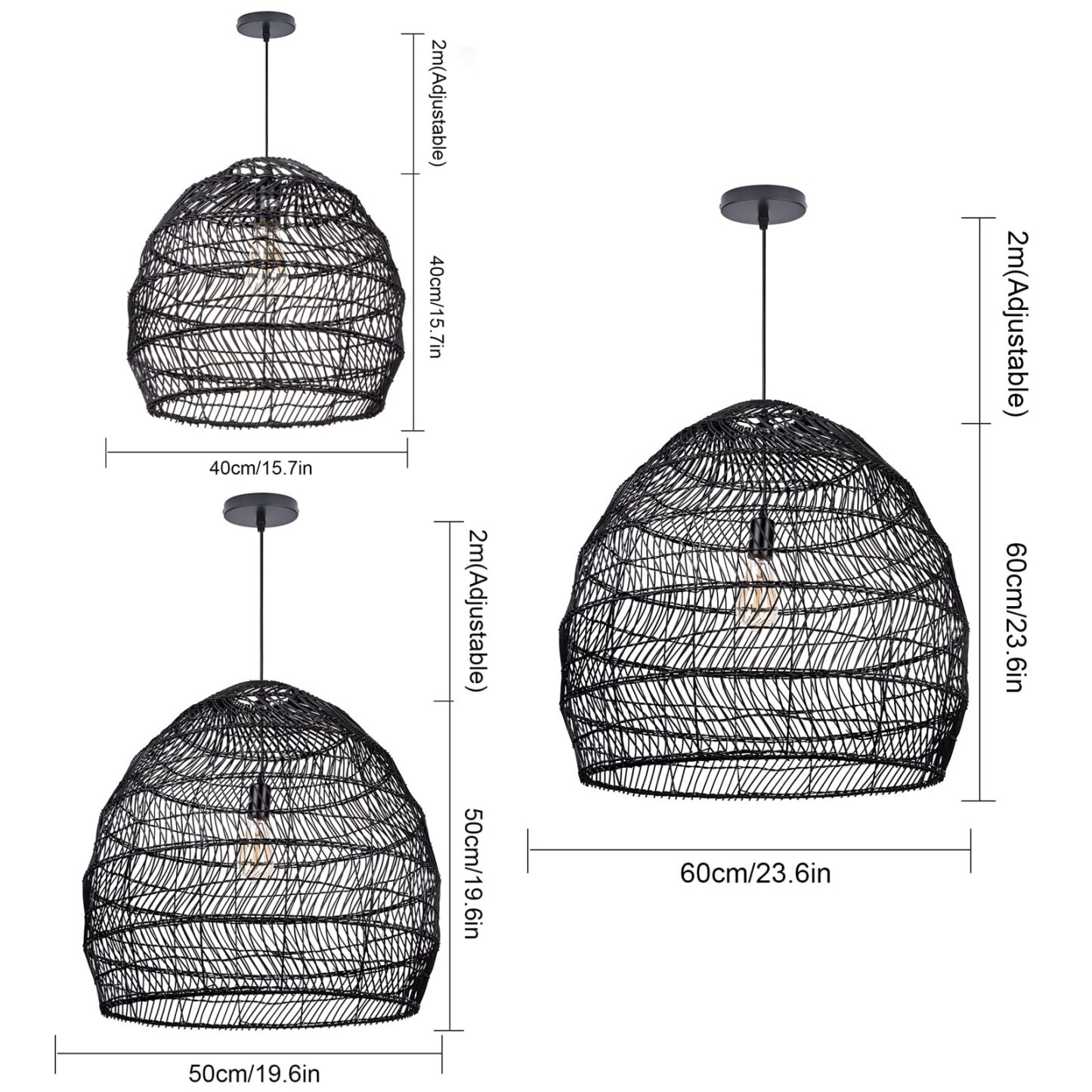 Handmade Rattan Lamp BELL Wicker Lamp Boho Style Lampshade Pendant Lamp-labpiecesign