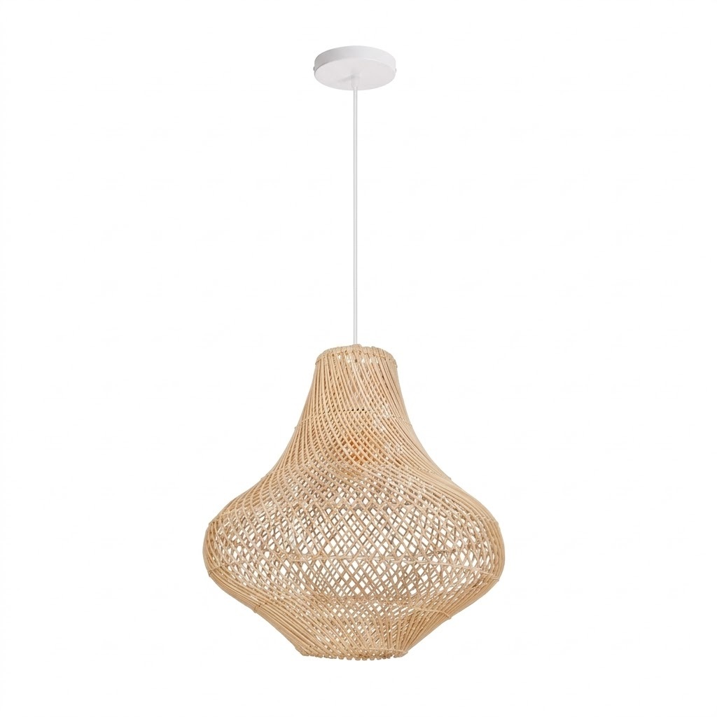 Handwoven Rattan Pendant Light Wabi-Sabi Boho Hanging Lamp