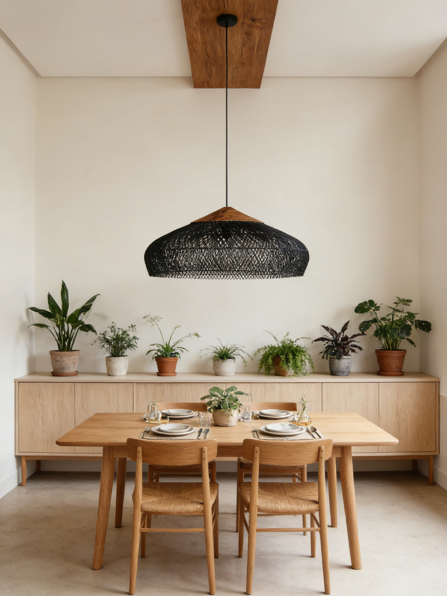 Natural Vintage Rattan Woven Pendant Light for Living Room