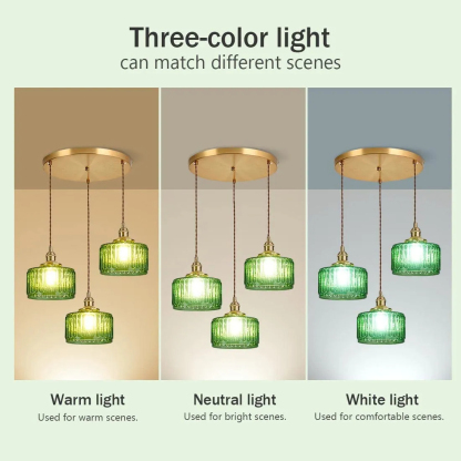 Retro Short Cylinder Wavy Glass Pendant Light