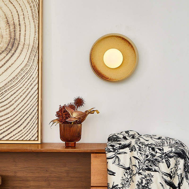 Vintage Ceramic Wall Lamp for Bedroom Headboard and Hallway Lighting