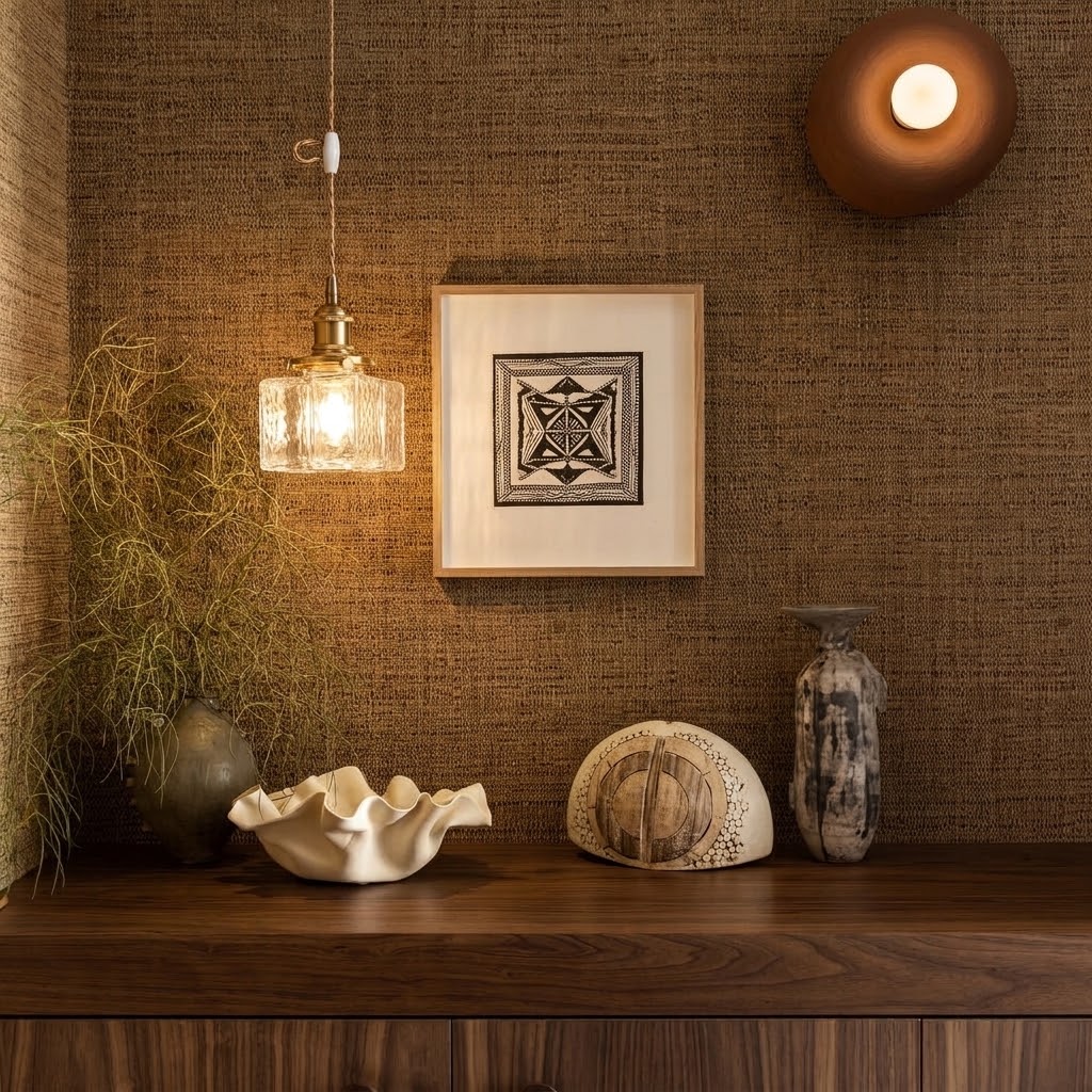 Modern Handblown Glass Pendant Light - Vintage Brass Square Hanging Lamp