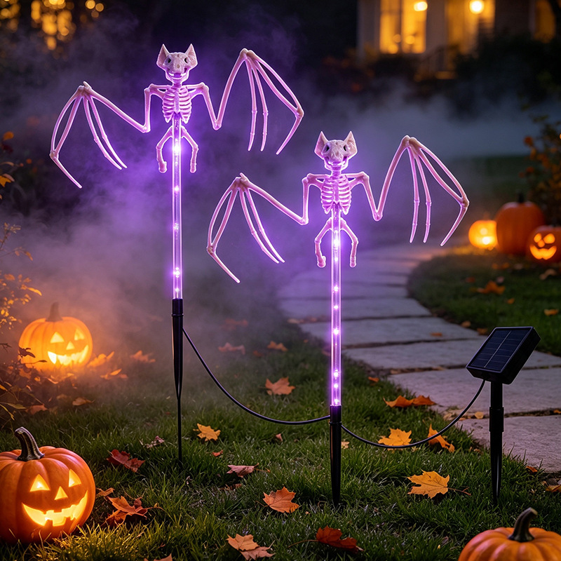 Solar Halloween Skeleton & Bat Stake Lights