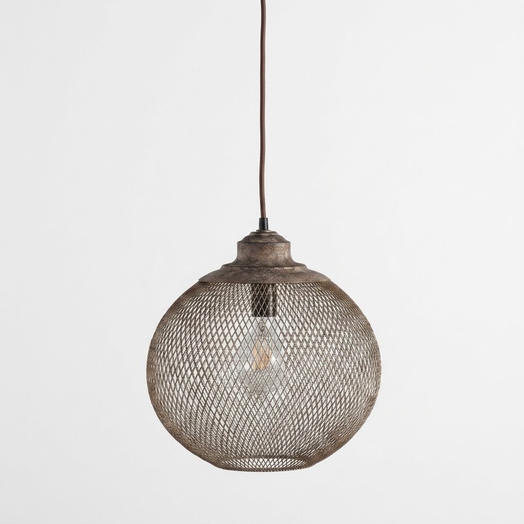 Rustic Woven Metal Pendant Light for Dining Room