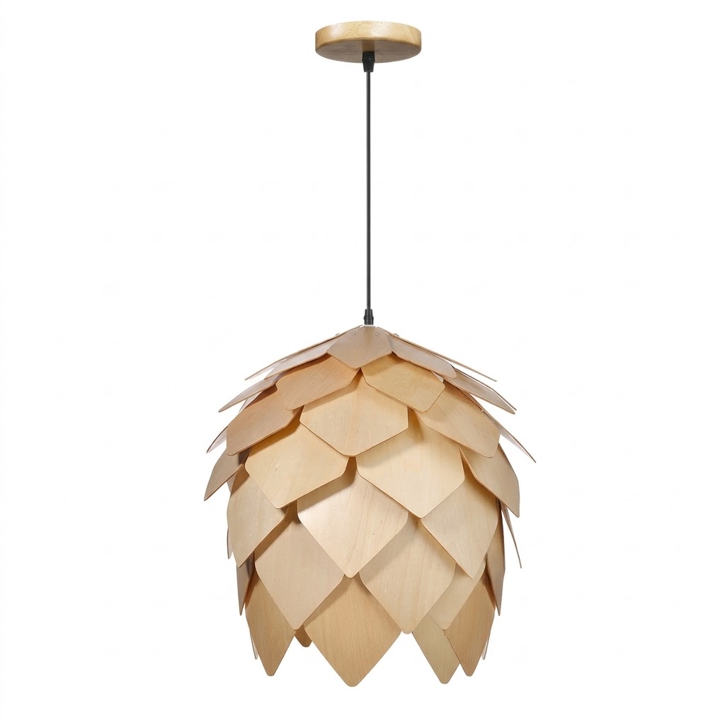 Creative Pine Cone Wooden Chandelier Pineapple Dining Rattan Lamp Home Decoration