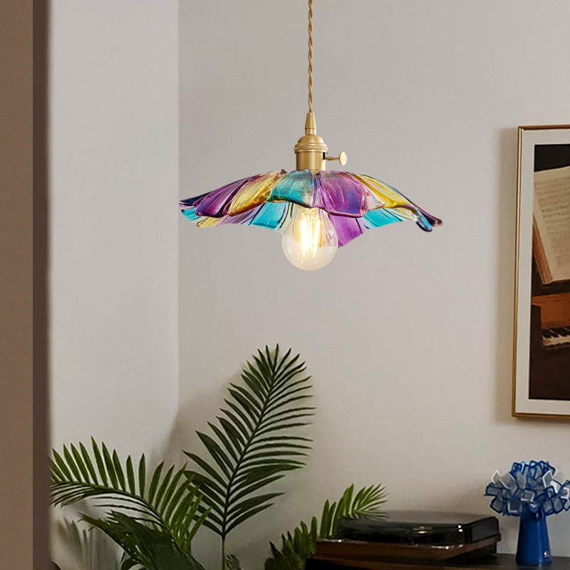  Vintage Lotus Leaf Glass Pendant Light