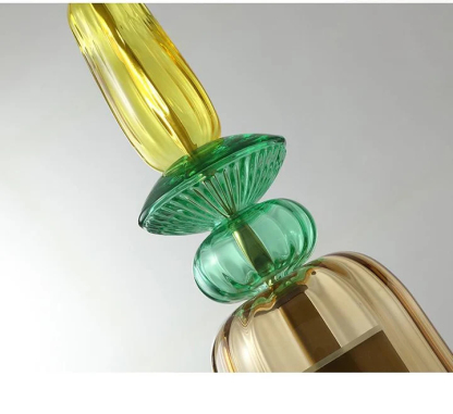 VINTAGE COLORED GLASS PENDANT LIGHT 