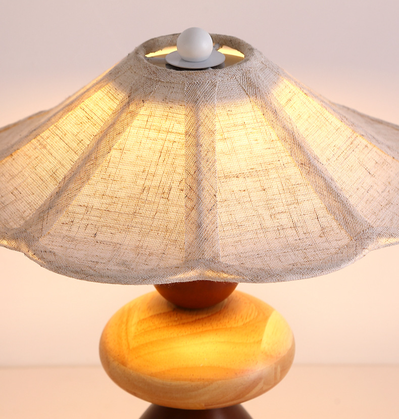 Modern Beige Wood Table Lamp for Bedroom