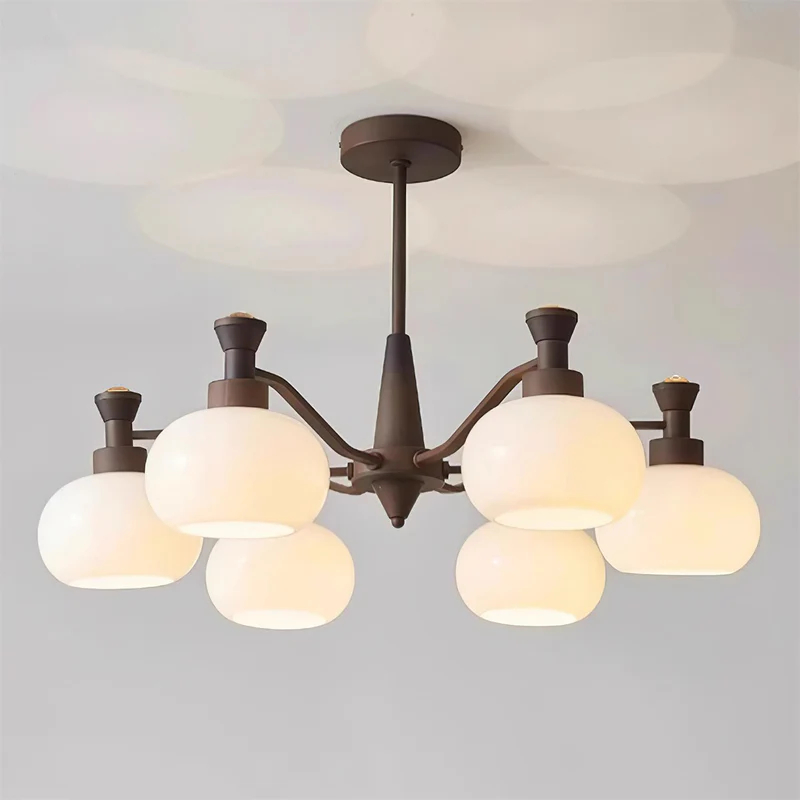 Medieval French retro style Milky white glass chandelier