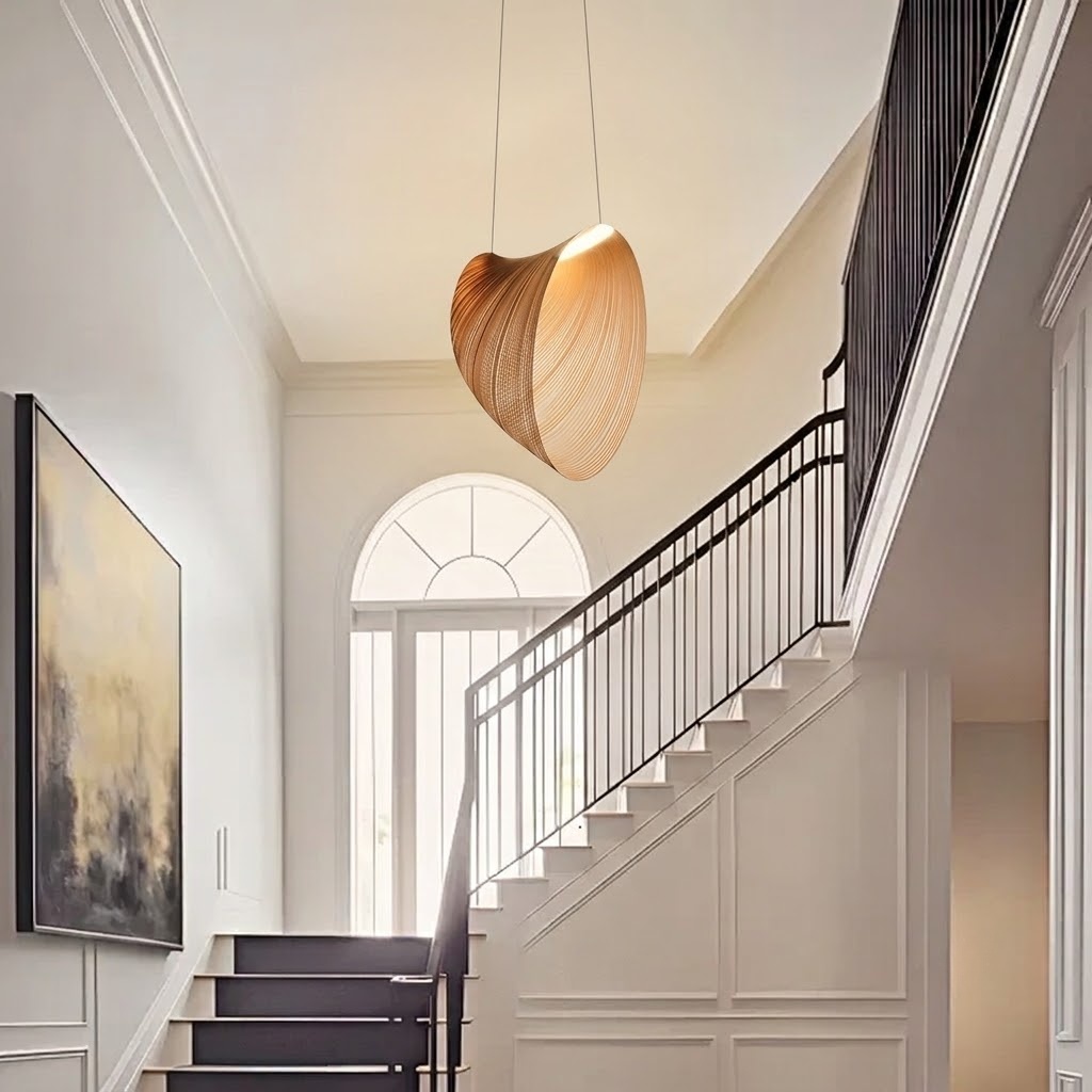 Sculptural Rattan Pendant Light for Dining Room