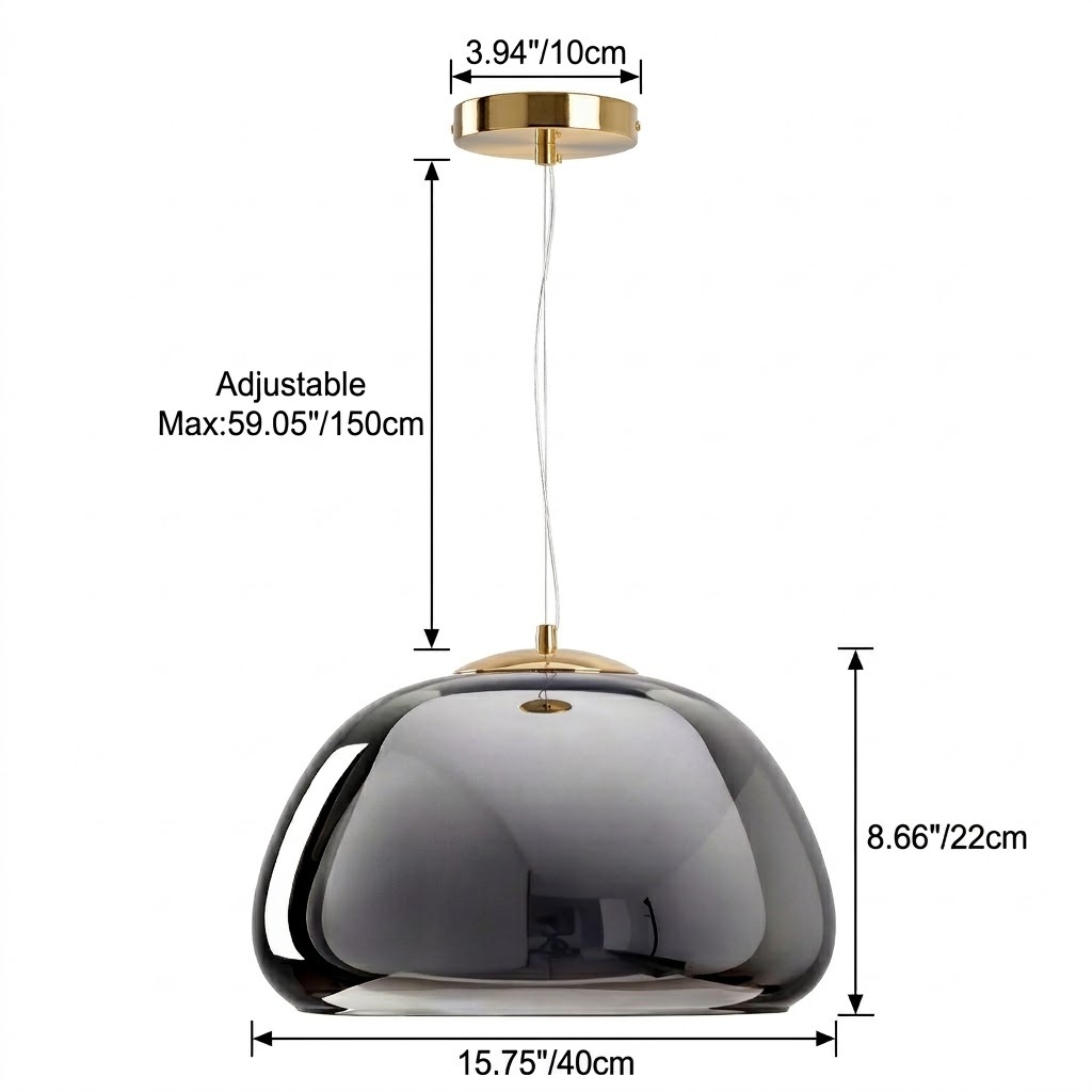 Modern Double Layer Glass Pendant Light Brass Dome Hanging Fixture