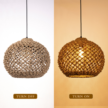 Boho style hollow braided pendant light-labpiecesign