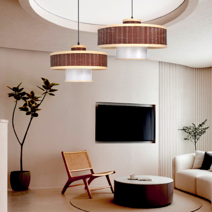 Red woven double layer pendant light-labpiecesign