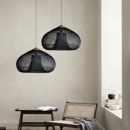 Japanese Style Wabi-sabi Style Rattan Drum Lamp-labpiecesign