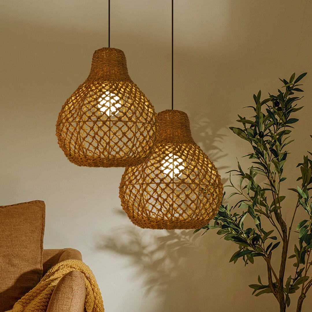 Handmade Natural Seaweed Hanging Lights Crafts Lampshade-labpiecesign
