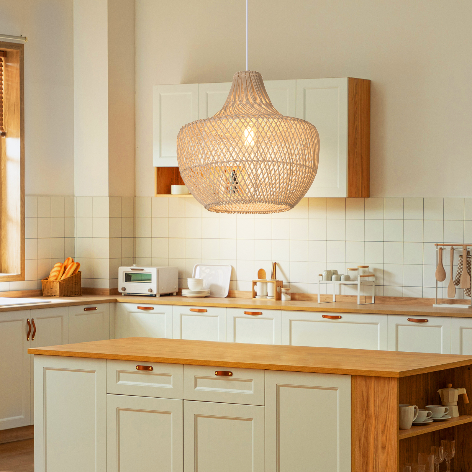 Handmade Woven Rattan Chandelier For Dining Table