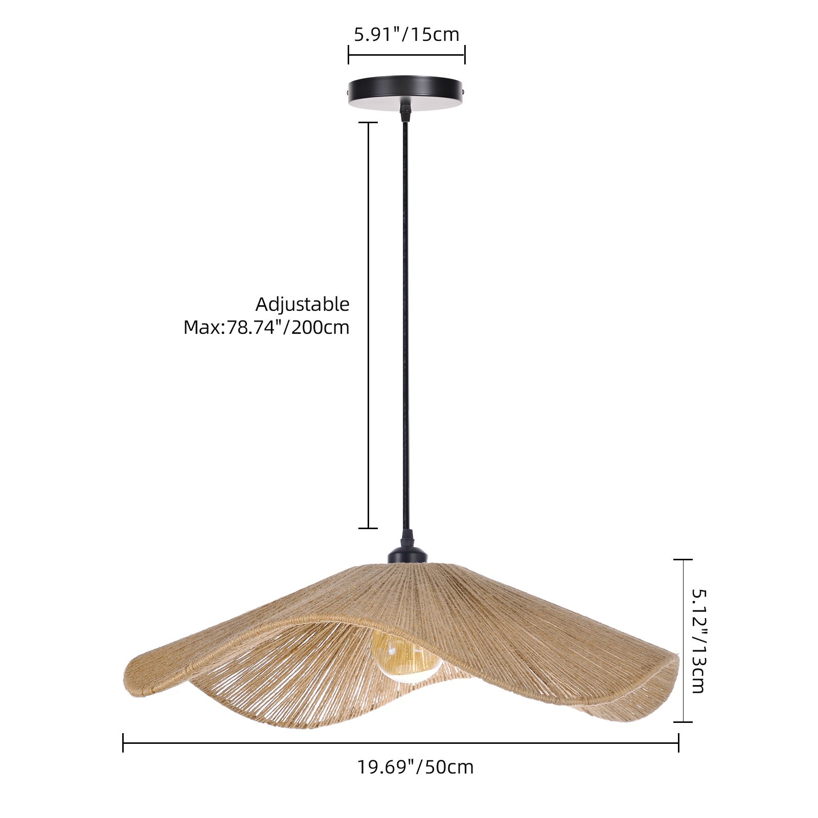 Handcrafted Hemp Rope Pendant Light for Kitchen Island