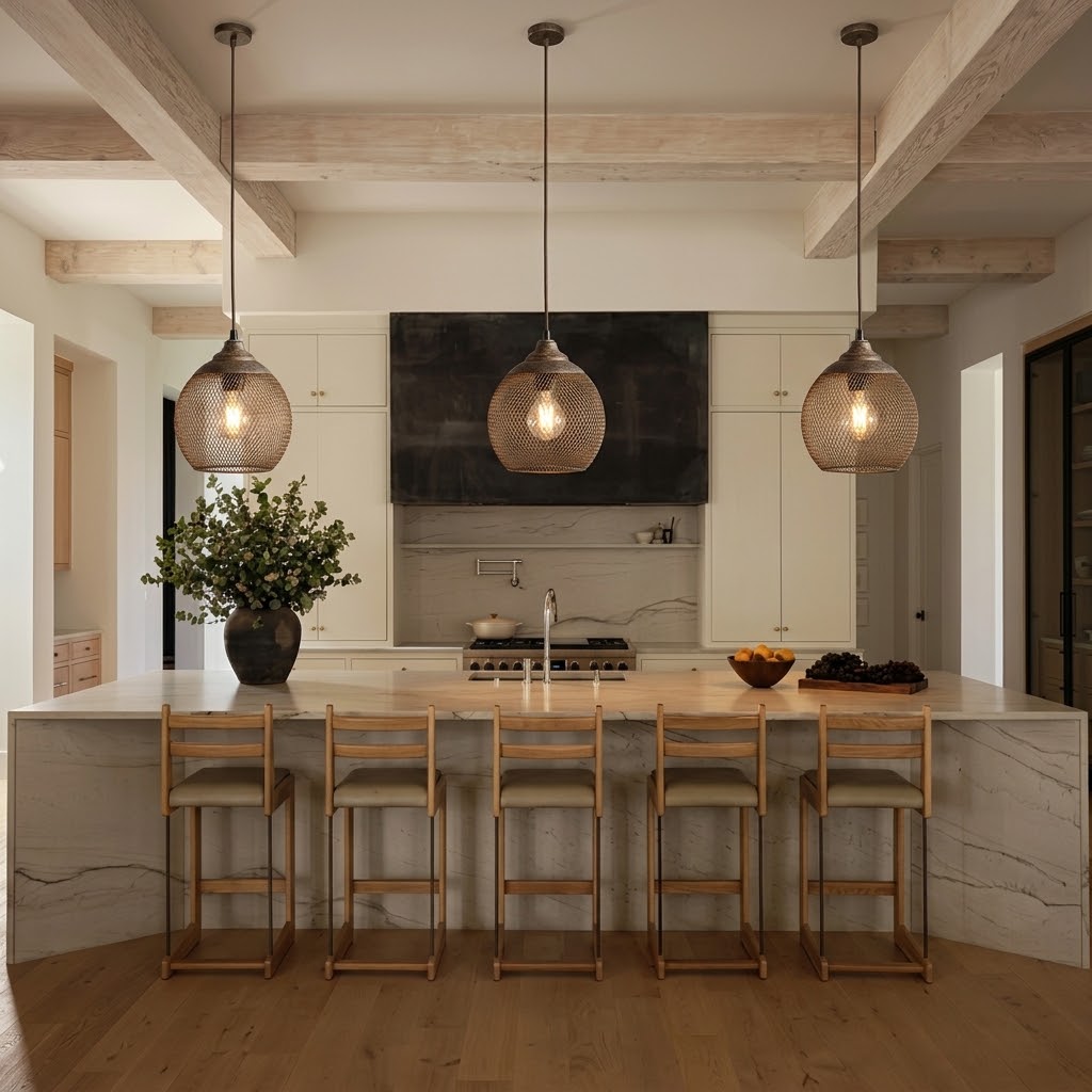 Rustic Woven Metal Pendant Light for Dining Room