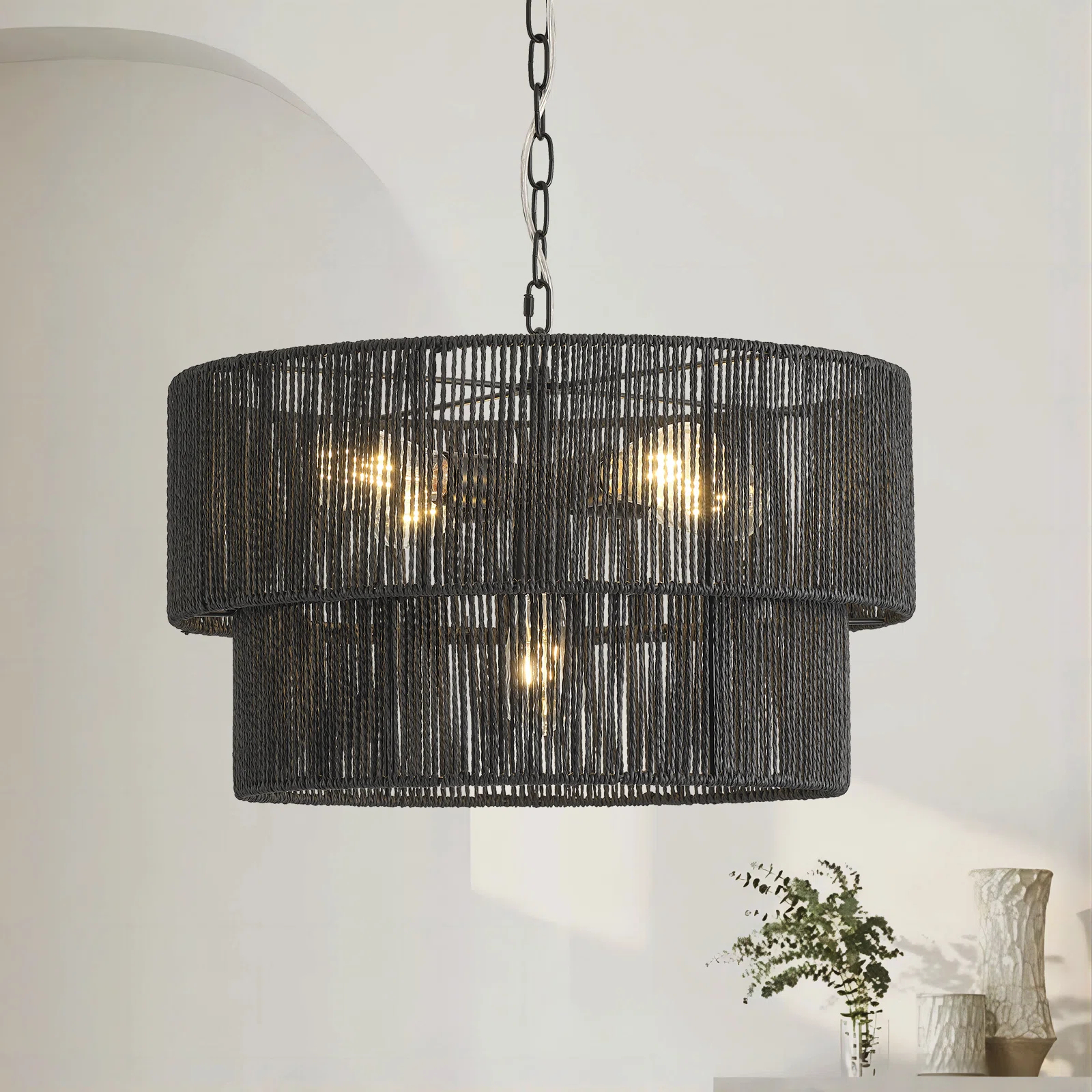 Shiloh Rattan Pendant Light - Bohemian Lampshade, Rattan Light Fixture