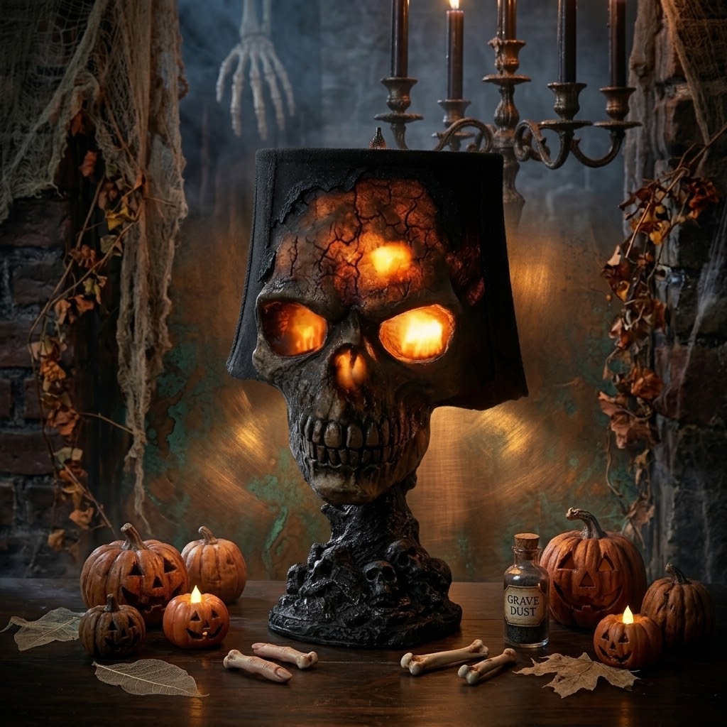 Spooky USB Lava Skull Lamp for Halloween Yard & Garden Decor