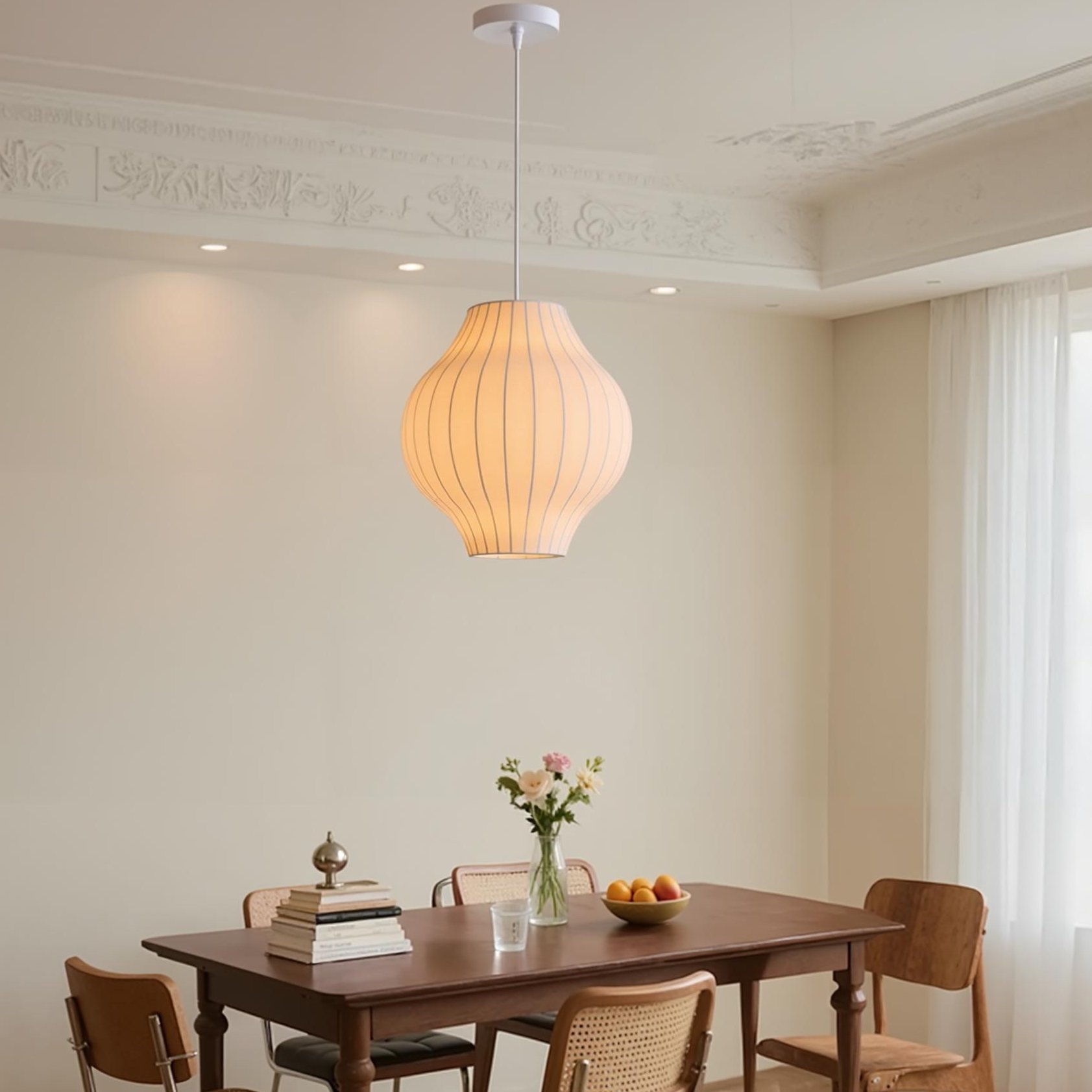 Nordic White Minimalist Fabric Pendant Light for Home Decor