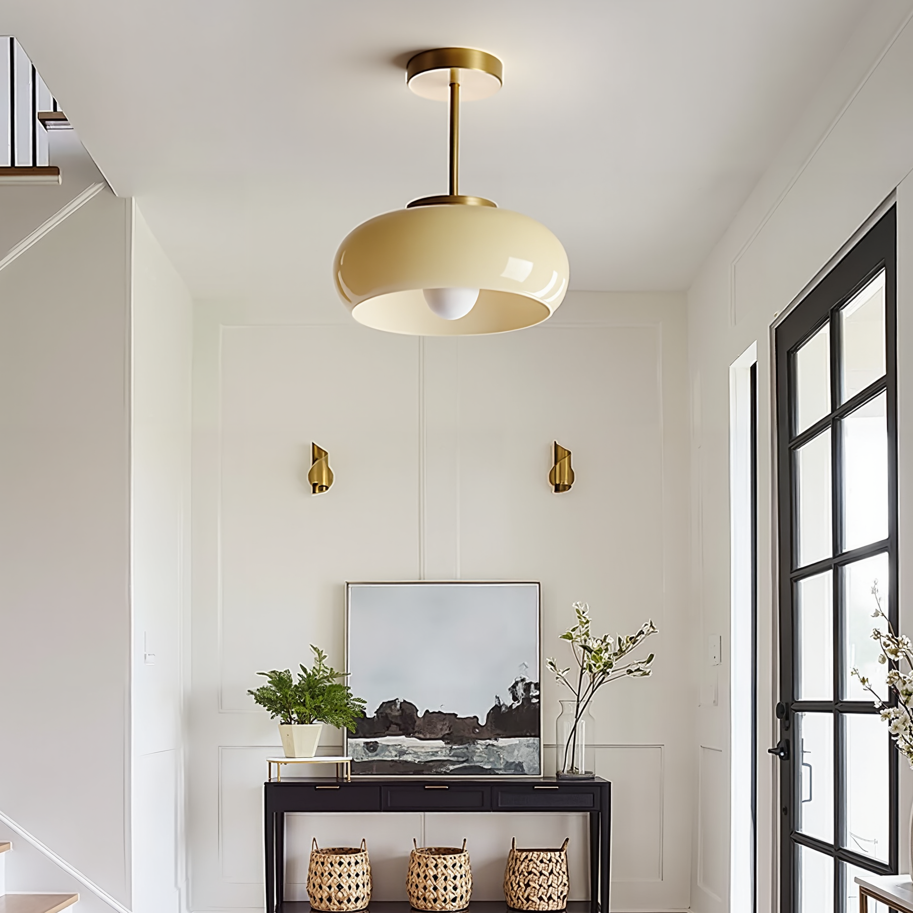 Mid-Century Modern Amber Glass Ceiling Light for the Dining Room & Bedroom