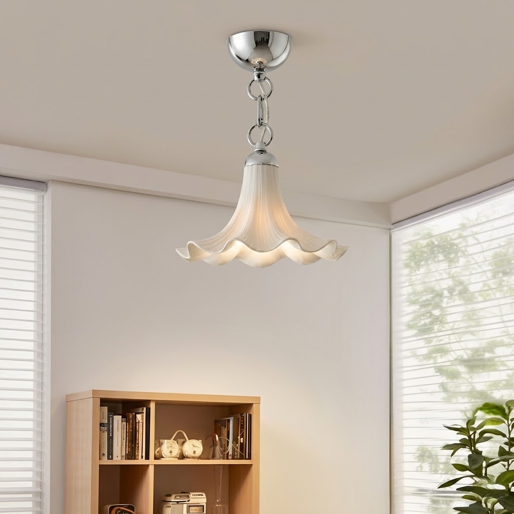 Vintage Flower Ceramic Pendant Light for Entryway