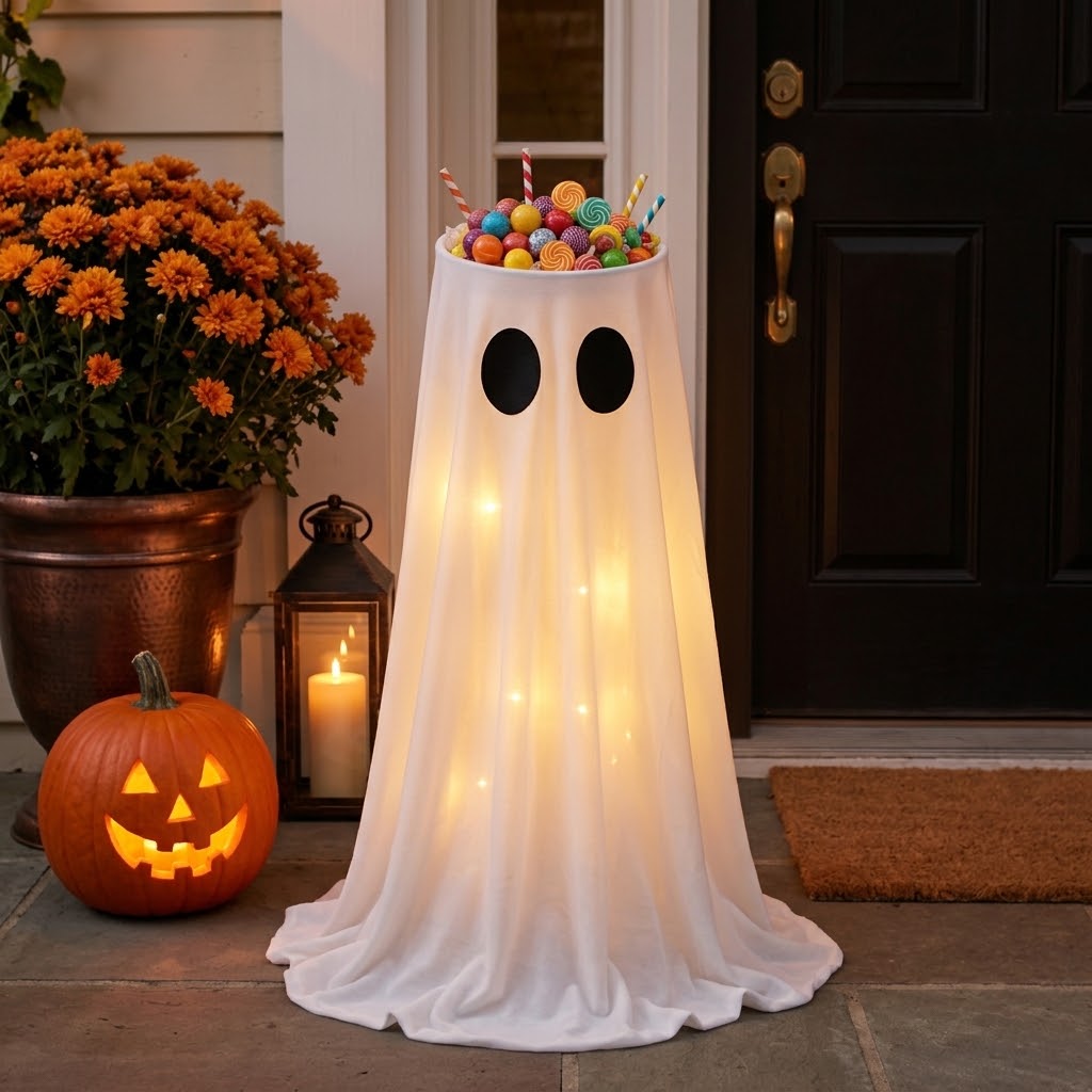 Light-Up Ghost Halloween Candy Bowl