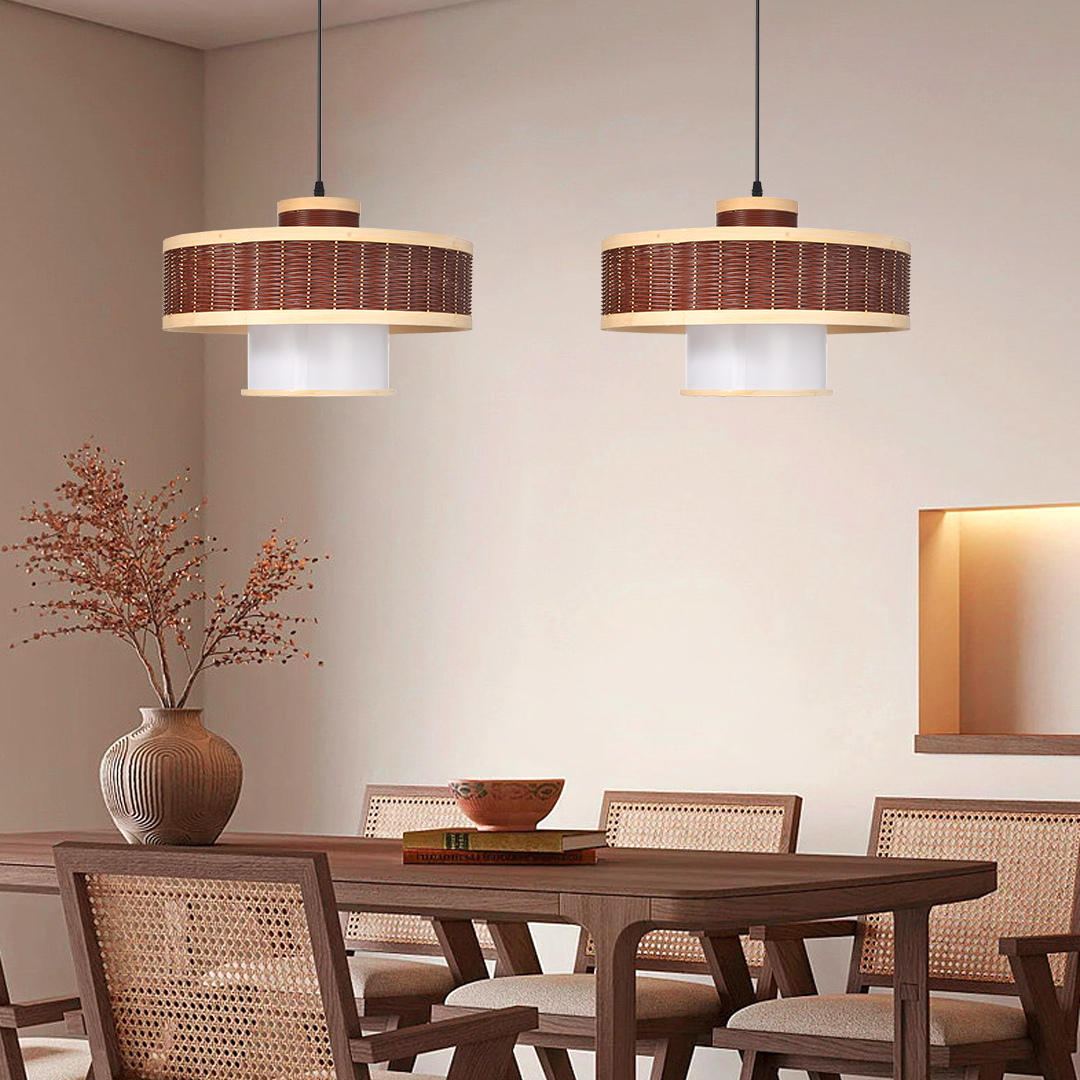 Red woven double layer pendant light-labpiecesign