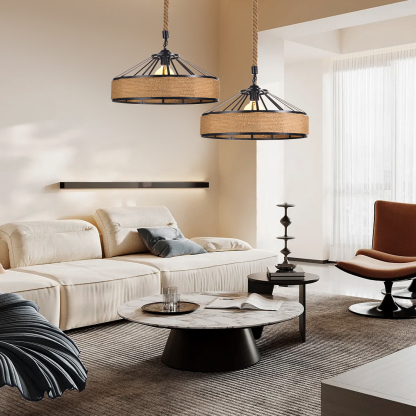 Retro Industrial Style Retro Iron Hemp Rope Pendant Light-labpiecesign