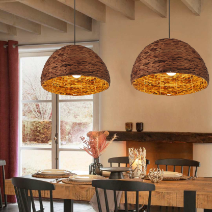 Natural Bowl Farmhouse Coastal Pendant Light-labpiecesign