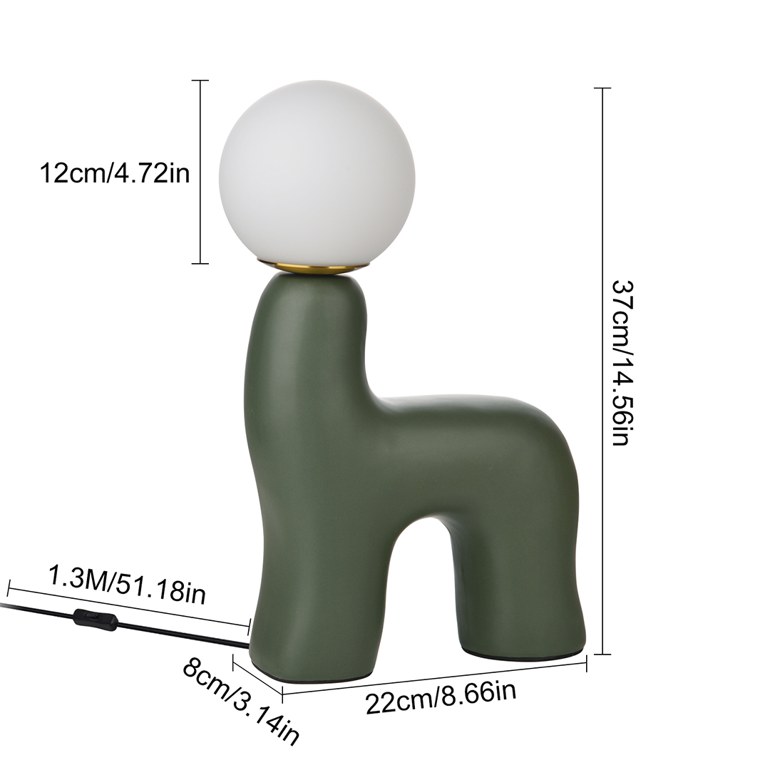 Pony-shaped resin table lamp with three-color dimming-labpiecesign