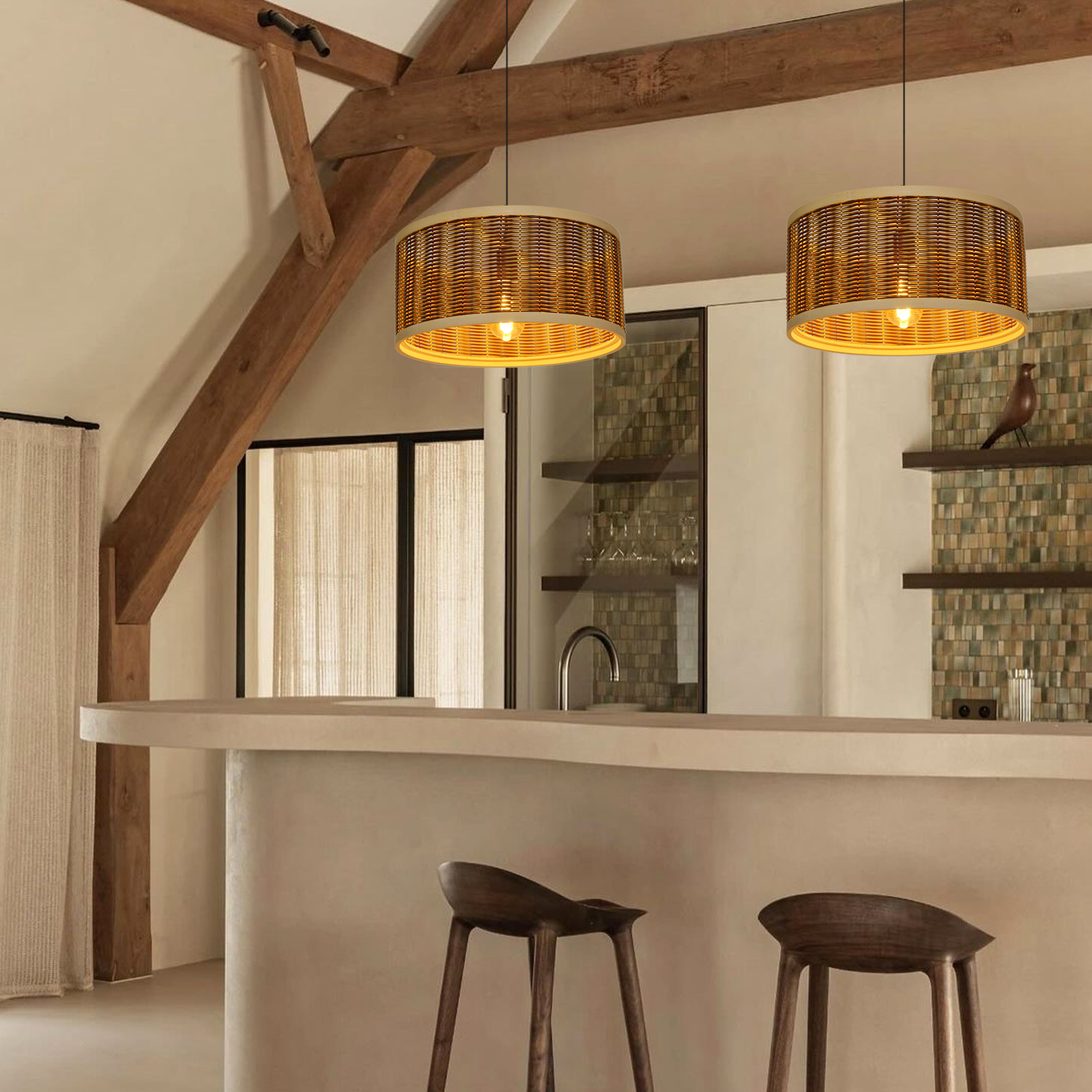 Rattan Idyllic Farmhouse Bamboo pendant light for resturant