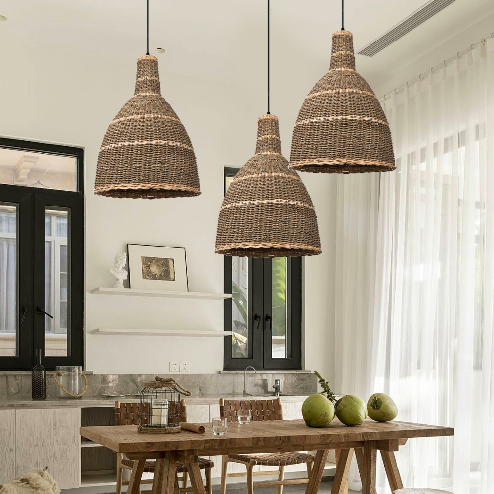 Wabi-sabi Straw Pendant Light Handmade Rattan Light-labpiecesign