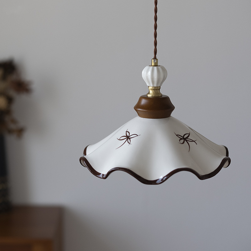 Vintage Hand-painted Ceramic Pendant Lamp