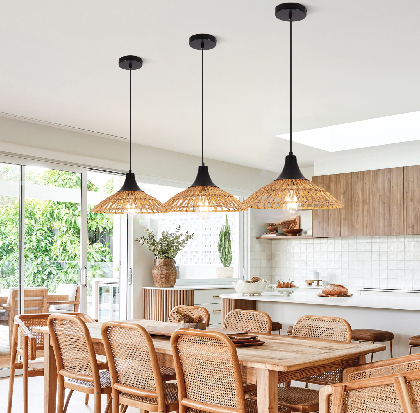 Retro Hemp Rope Pendant Lamp for Kitchen Island