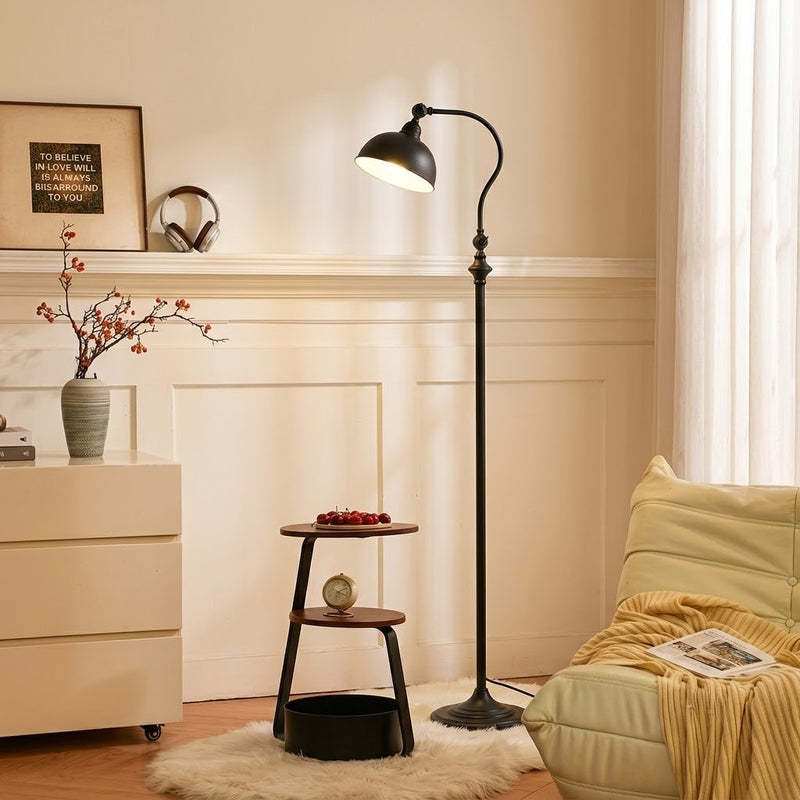 Vintage Adjustable Arc Floor Lamp with Dome Shade for Living Room