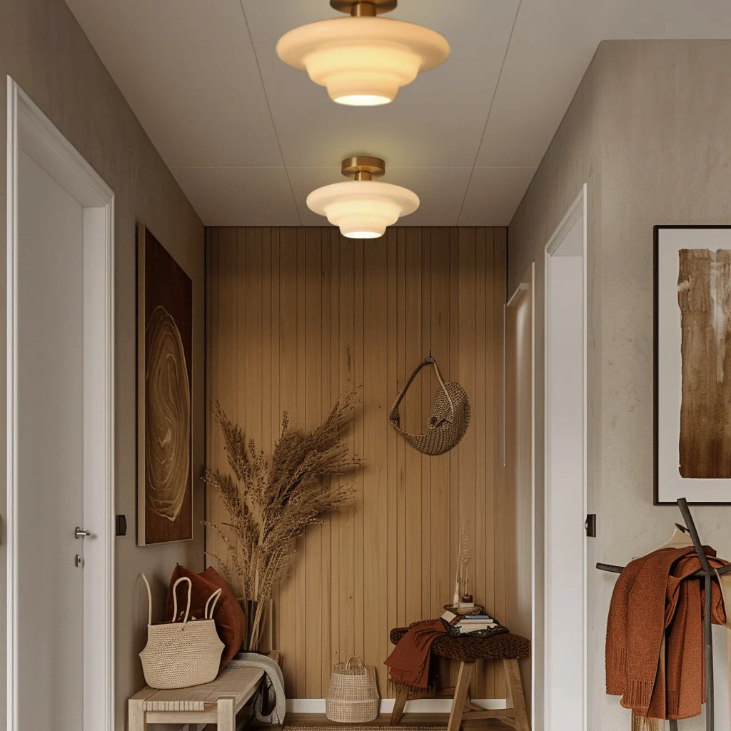 Miller Art Deco Milk Glass Fixed Ceiling Light